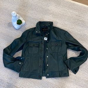 Lucky Brand green leather jean jacket xs